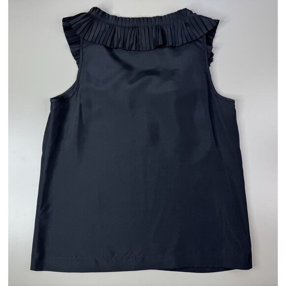 J.Crew Womens 100% Silk Top 6 Black Ruffle Bow Sleeveless Old Money Classic Prep - Picture 12 of 13